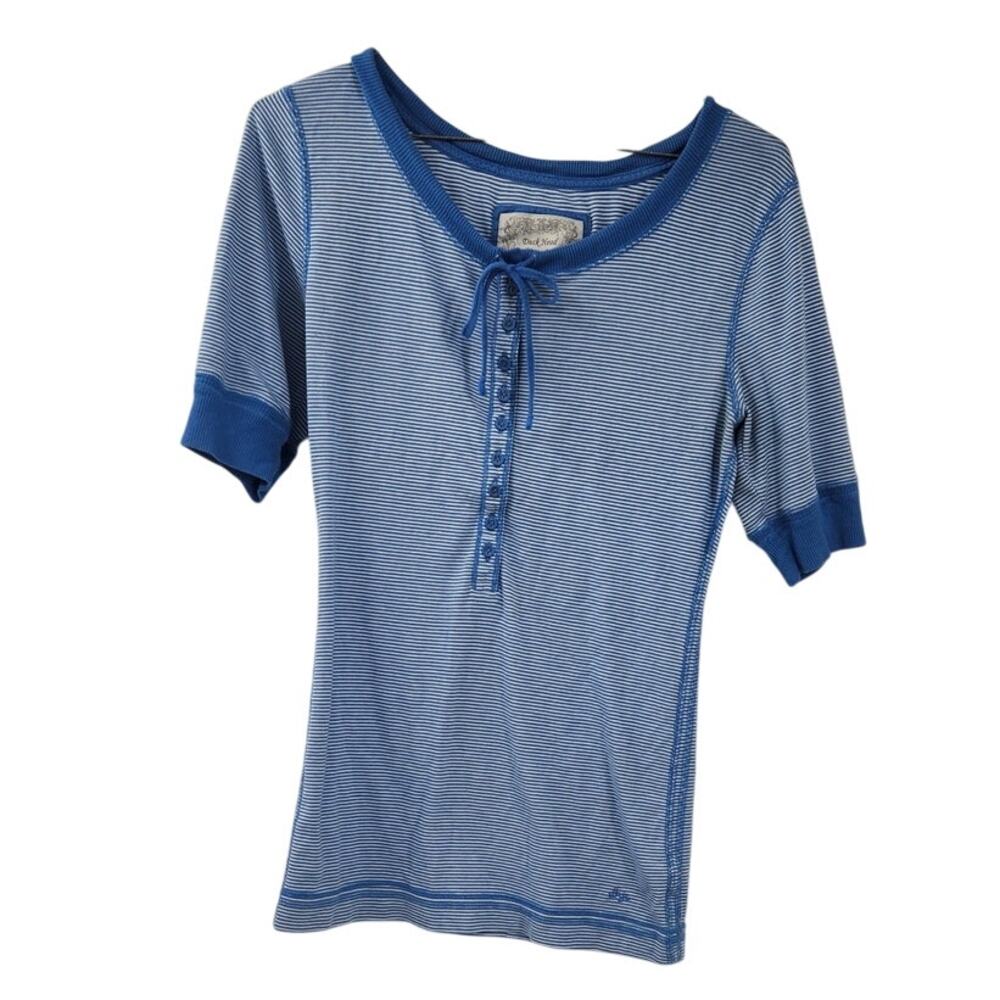 Duck Head Blue Striped Short Sleeve Top Womens Size Extra Large XL